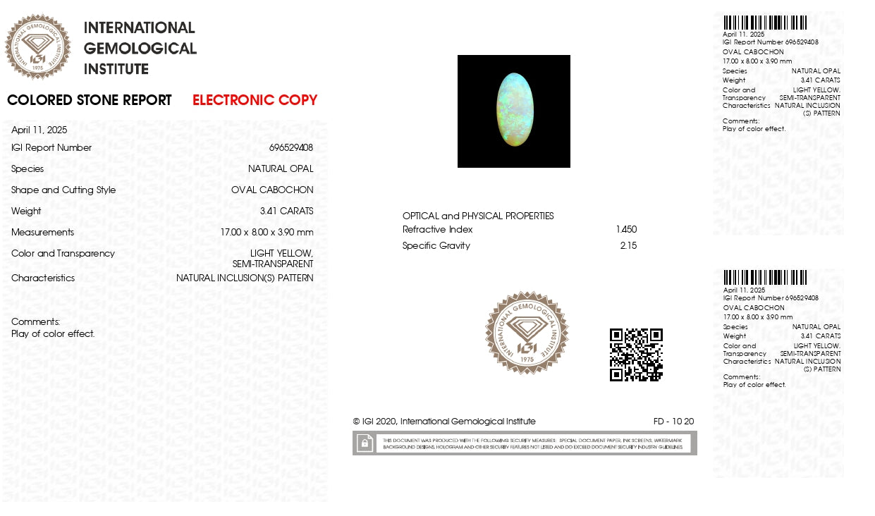 Natural Opal 3.41 Carats