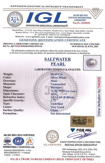 Natural Venezuela Pearl 6.69 Carats