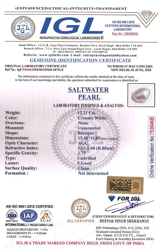 Natural Venezuela Pearl 12.21 Carats