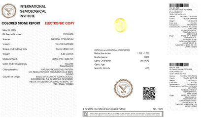 Natural Yellow Sapphire (Pukhraj) 5.43 Carats