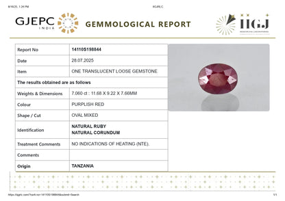 Natural Ruby (Manik) 7.06 Carats