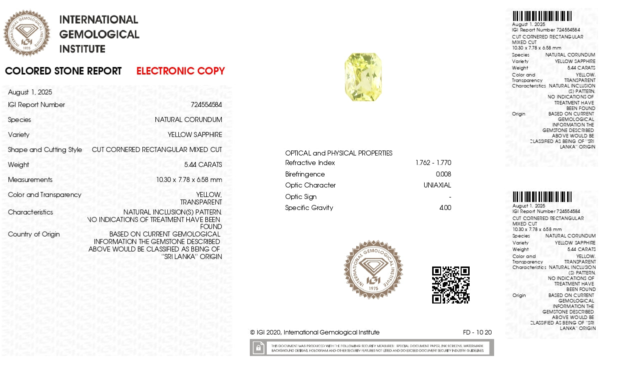 Natural Yellow Sapphire (Pukhraj) 5.44 Carats