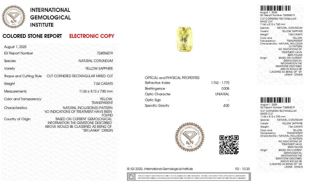Natural Yellow Sapphire (Pukhraj) 7.54 Carats