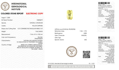 Natural Yellow Sapphire (Pukhraj) 7.54 Carats