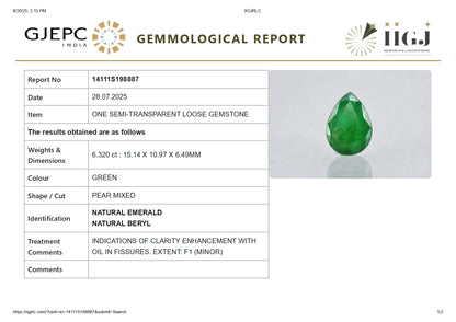 Natural Zambian Emerald (Panna) 6.32 Carats