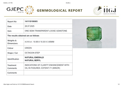 Natural Zambian Emerald (Panna) 4.01 Carats