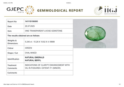 Natural Zambian Emerald (Panna) 5.24 Carats
