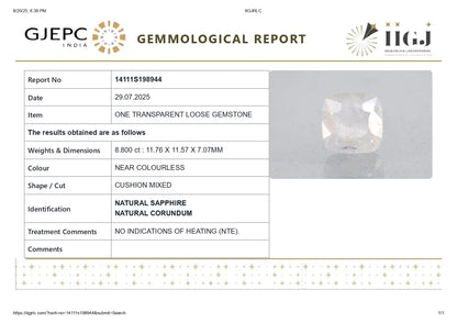 Natural White Sapphire 8.80 Carats