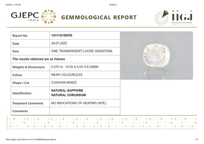 Natural White Sapphire 5.27 Carats