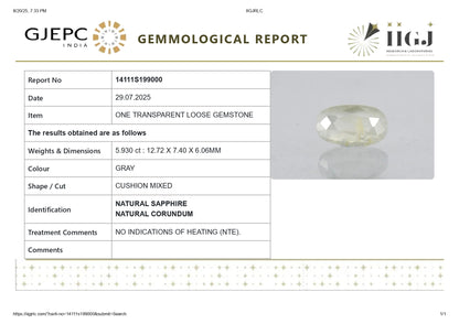 Natural White Sapphire 5.93 Carats