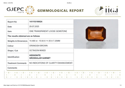 Natural African Hessonite (Gomed) 14.46 Carats