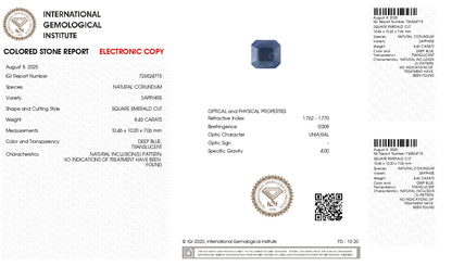 Natural Blue Sapphire (Neelam) 8.43 Carats