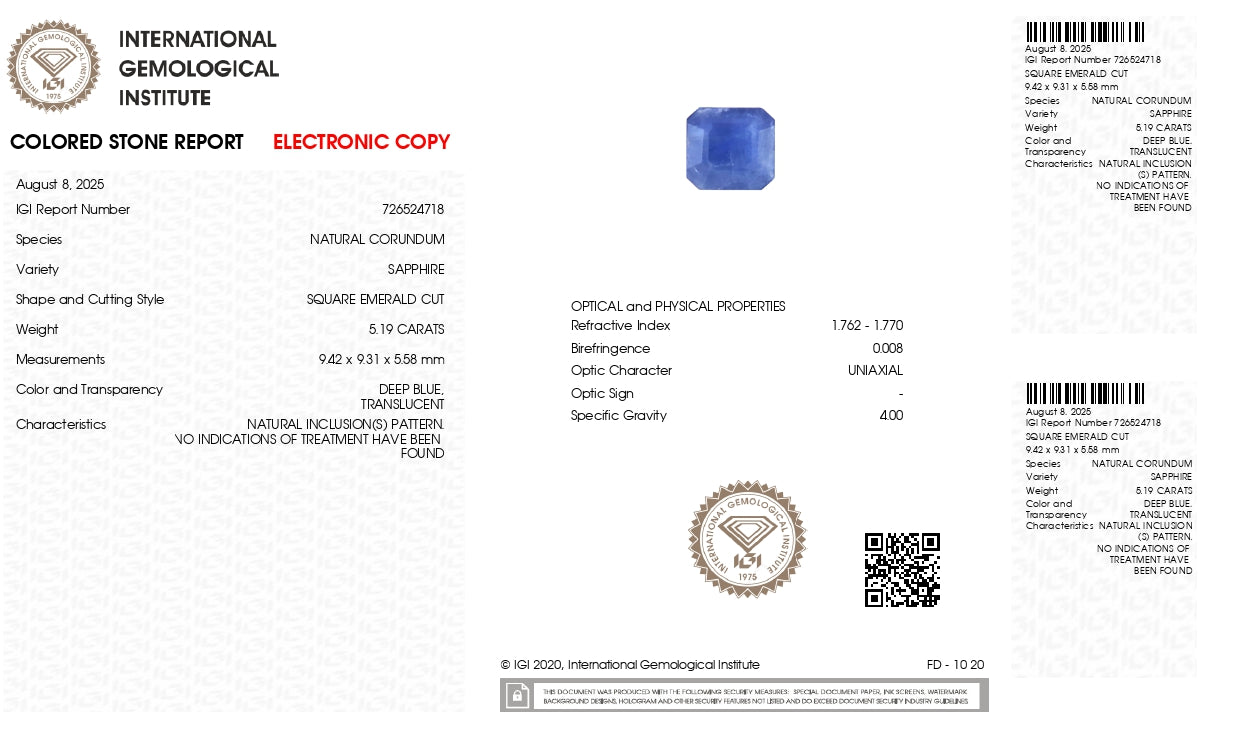 Natural Blue Sapphire (Neelam) 5.19 Carats