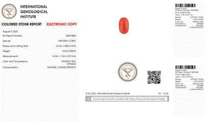 Natural Italian Red Coral (Moonga) 13.29 Carats
