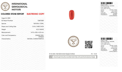 Natural Red Coral (Moonga) 8.23 Carats