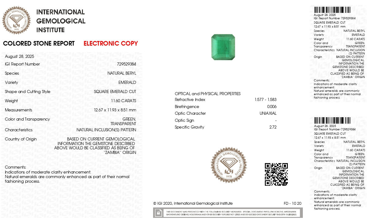 Natural Zambian Emerald (Panna) 11.60 Carats