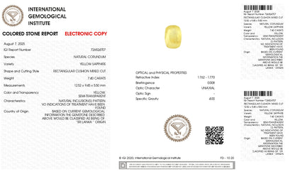 Natural Yellow Sapphire (Pukhraj) 7.40 Carats