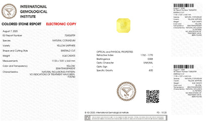 Natural Yellow Sapphire (Pukhraj) 8.24 Carats
