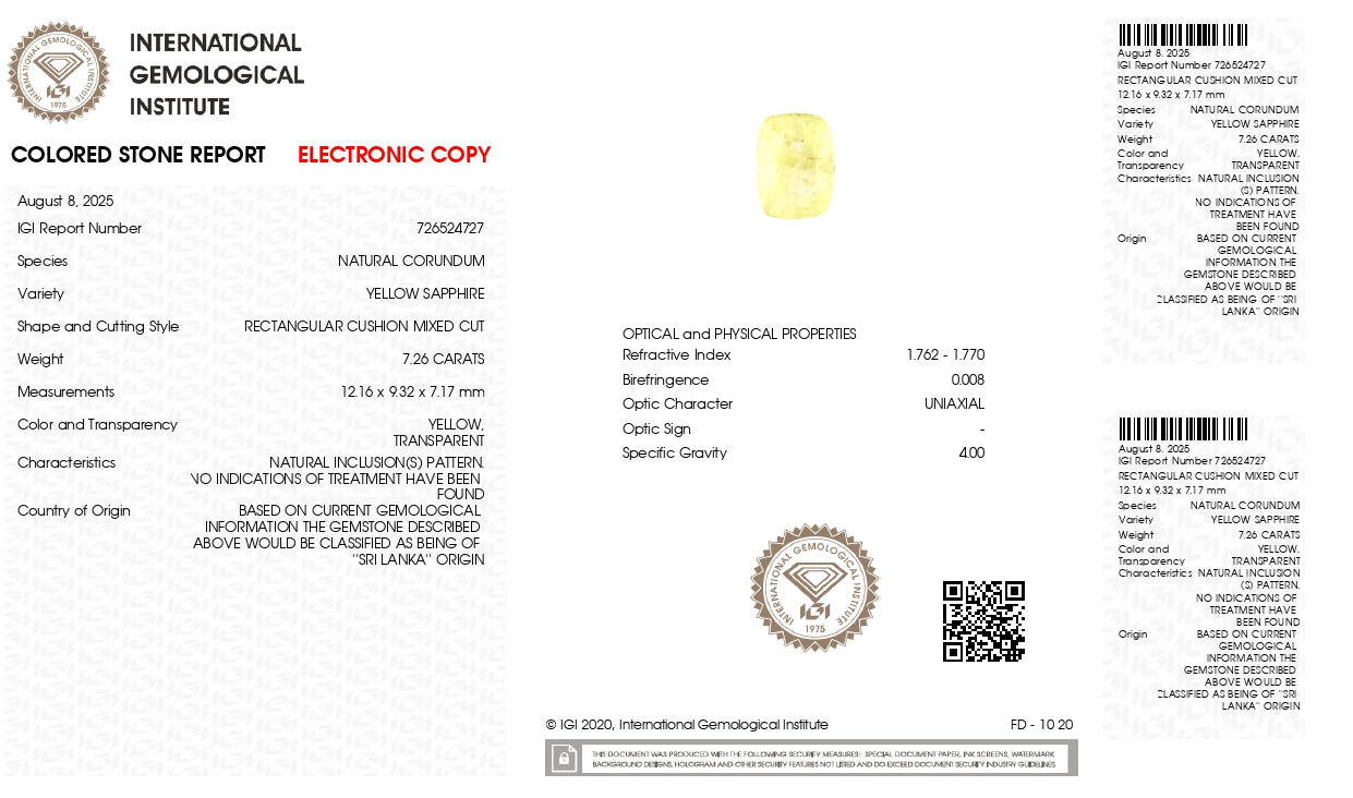 Natural Yellow Sapphire (Pukhraj) 7.26 Carats