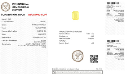 Natural Yellow Sapphire (Pukhraj) 8.24 Carats