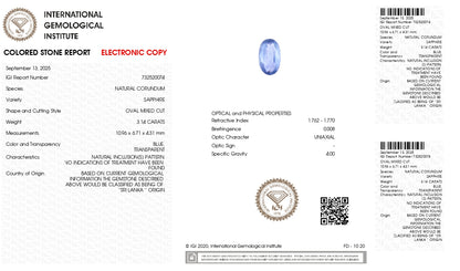 NATURAL BLUE SAPPHIRE (NEELAM) 3.14 CARATS