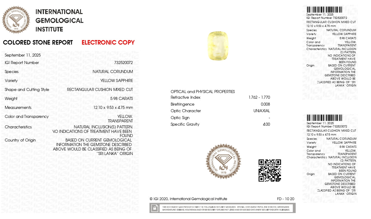 Natural Yellow Sapphire (Pukhraj) 5.98 Carats