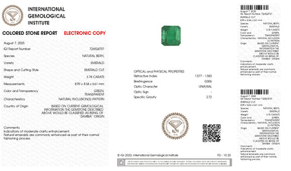 Natural Zambian Emerald (Panna) 3.78 Carats