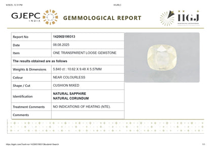 Natural White Sapphire 5.84 Carats