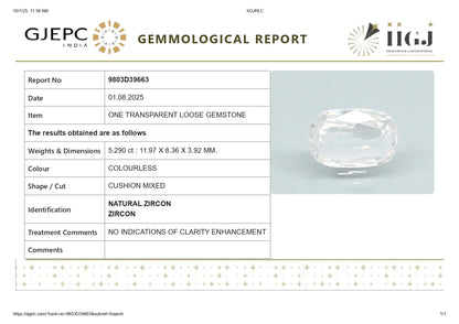 Natural Zircon 5.29 Carats