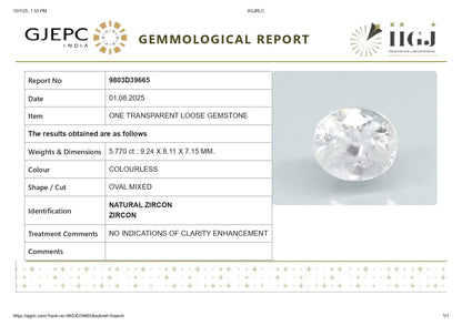 Natural Zircon 5.77 Carats