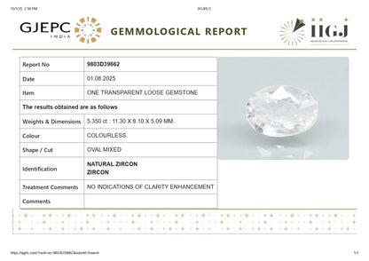 Natural Zircon 5.35 Carats