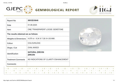 Natural Zircon 4.07 Carats