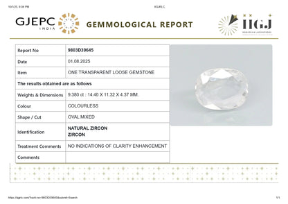 Natural Zircon 9.38 Carats