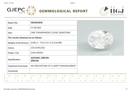 Natural Zircon 6.85 Carats