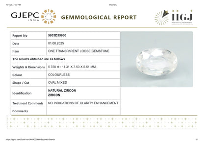 Natural Zircon 5.75 Carats