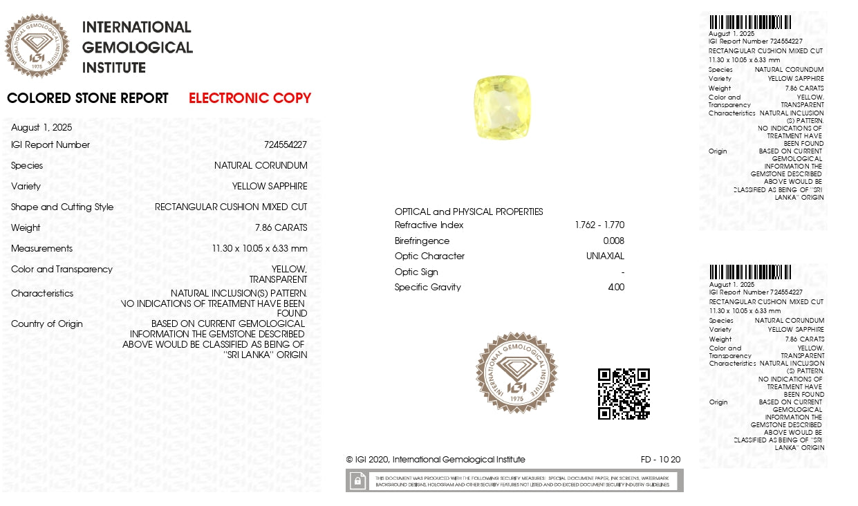 Natural Yellow Sapphire (Pukhraj) 7.86 Carats