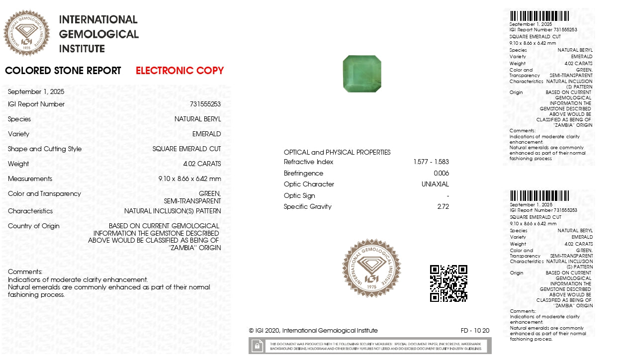 Natural Zambian Emerald (Panna) 4.02 Carats