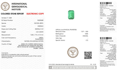Natural Zambian Emerald (Panna) 3.22 Carats