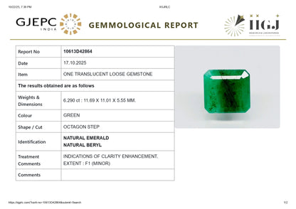 Natural Zambian Emerald (Panna) 6.29 Carats