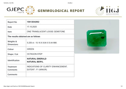 Natural Zambian Emerald (Panna) 5.25 Carats