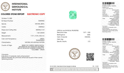 Natural Columbian Emerald (Panna) 7.28 Carats