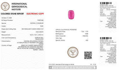 Burmese Ruby (Manik) 8.06 Carats