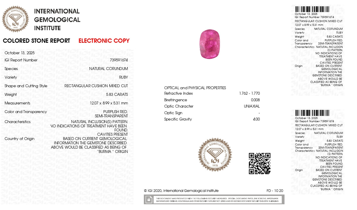 Burmese Ruby (Manik) 5.83 Carats