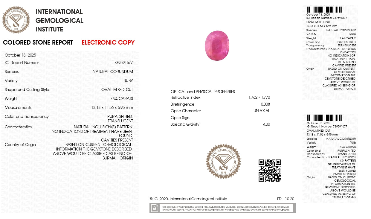 Burmese Ruby (Manik) 7.94 Carats