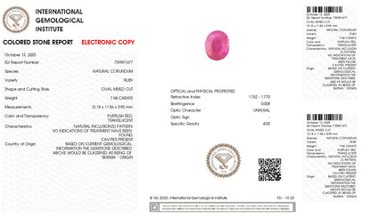 Burmese Ruby (Manik) 7.94 Carats