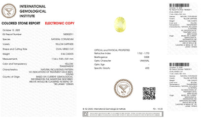 NATURAL YELLOW SAPPHIRE (PUKHRAJ) 5.56 CARATS