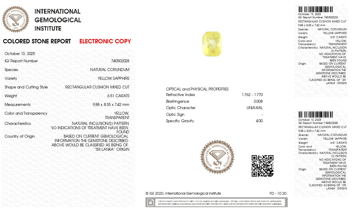 Natural Yellow Sapphire (Pukhraj) 6.51 Carats