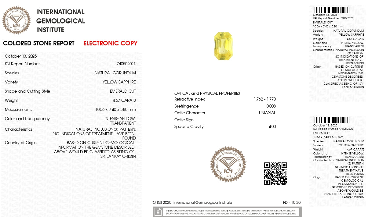 NATURAL YELLOW SAPPHIRE (PUKHRAJ) 4.67 CARATS