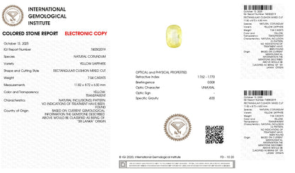 Natural Yellow Sapphire (Pukhraj) 7.04 Carats