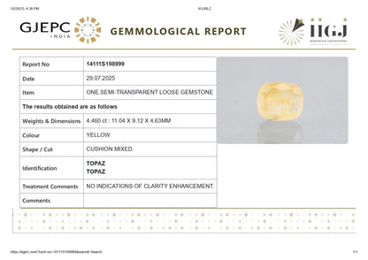 YELLOW TOPAZ 4.46 CARATS